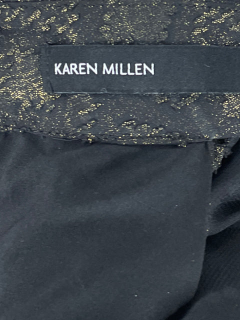Blusa Karen Millen Metalizado Mangas Negro-Talla 6