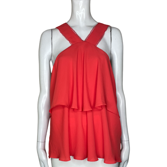 Blusa STRUT & BOLT Cruzada Vuelos Naranja - Talla L