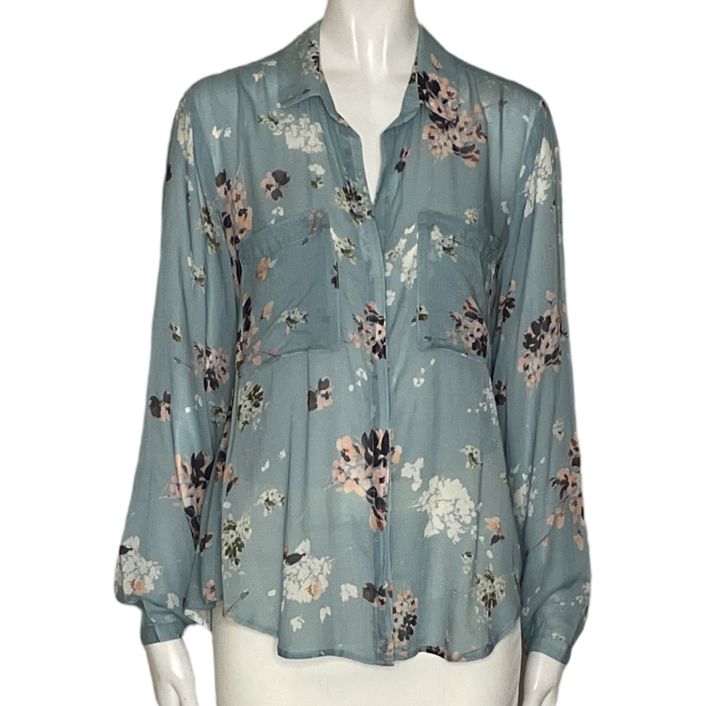 Camisa Cloth & Stone Fluida Floral Azul-Talla XS