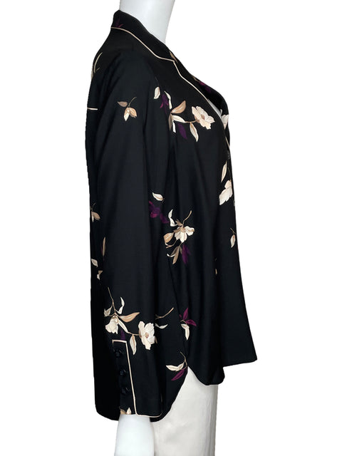 Camisa Massimo Dutti Solapa Floral Negro-Talla L