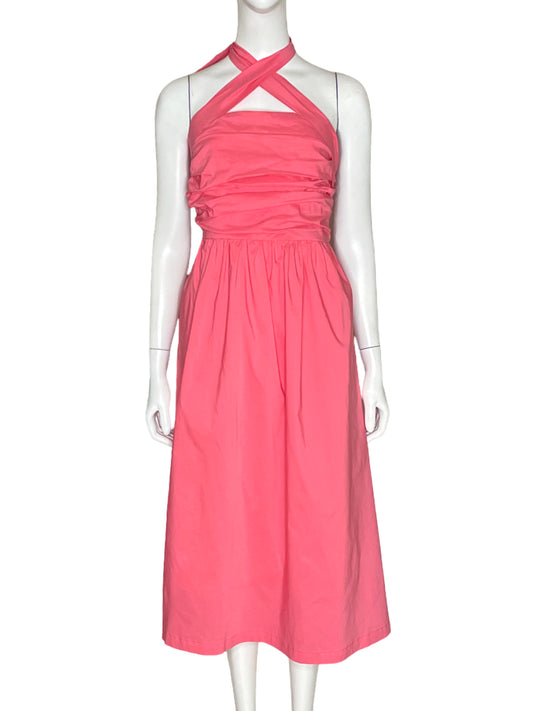 Vestido TUONG Tailor Midi Drapeado Rosado-Talla S