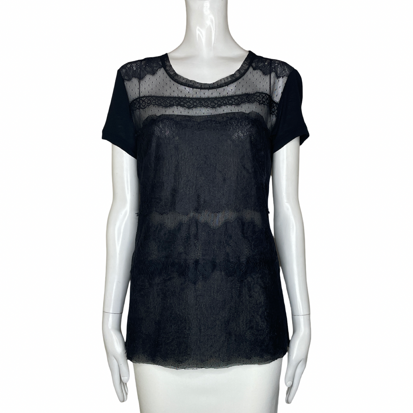 Sweater BCBGMAXAZRIA Encaje Negro - Talla S