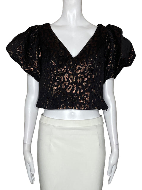 Blusa DO + BE Mangas Puff Brillante Negro - Talla M