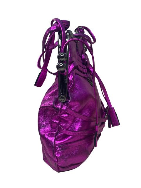 Bolso Maxazriaco Colecction Metalizado Tiras Rosado-Talla S