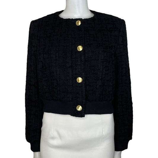 Chaqueta Zara Tweed Botones Negro-Talla L