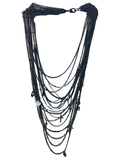 Collar Tesoro Tps Cadenas Cruz Negro-Talla U