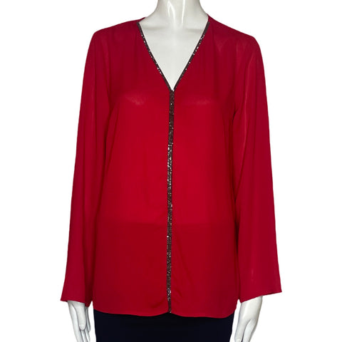 Blusa Liz Claiborne Cuello Pedreria Rojo-Talla S