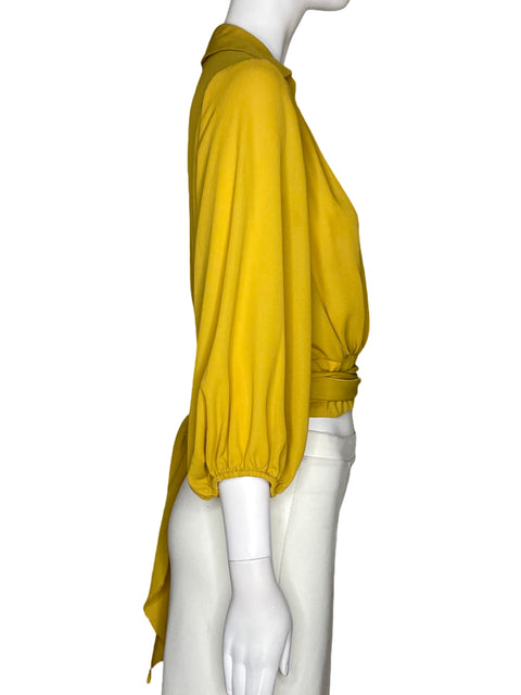 Blusa New York & Company Mangas Larga Amarillo - Talla XS