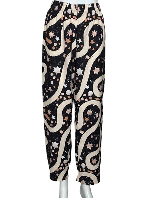 Pantalón Lobo.Rosa Valeria Negro-Talla S