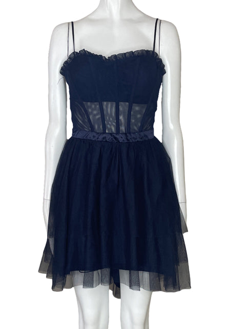 Vestido City Studio Tull Tiras Azul-Talla 11