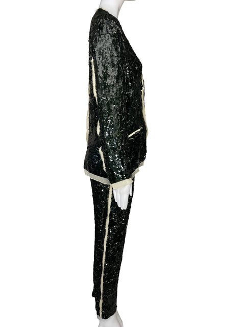 Set Zara Blazer + Pantalón Lentejuelas Verde - Talla XS