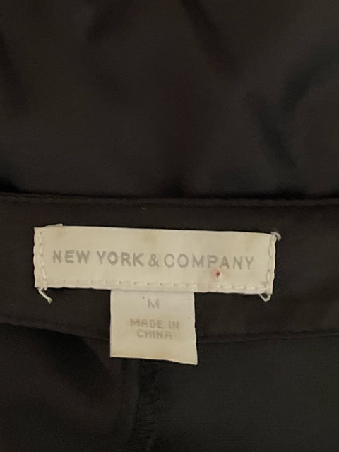 Blusa New York & Company Satinada Bordada Negro-Talla M