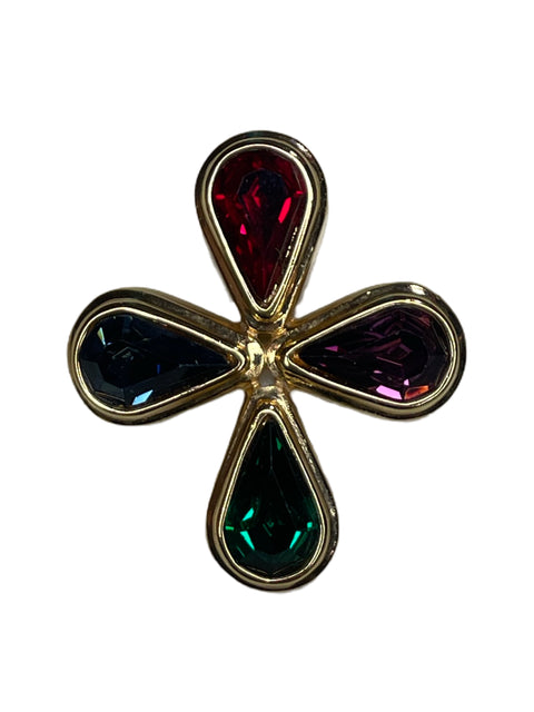 Broche Swarovski Gripoix Multicolor Dorado-Talla U