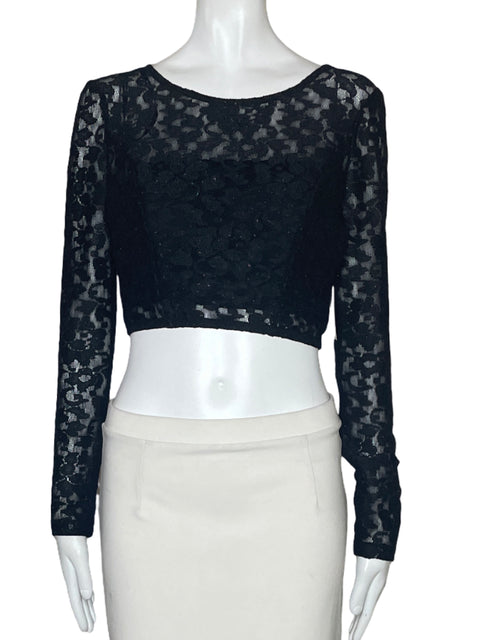 Top Xtraordinary Encaje Mangas Negro-Talla 5