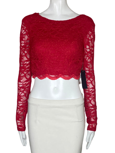 Top Jodi Kristopher Encaje Brillo Rojo-Talla 3