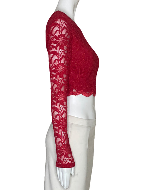 Top Jodi Kristopher Encaje Brillo Rojo-Talla 3