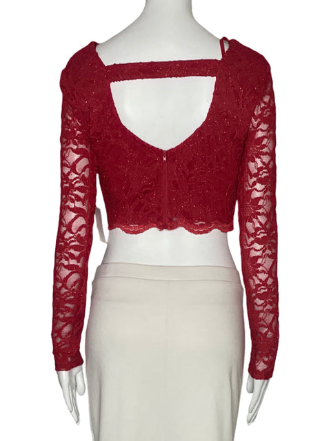 Top Jodi Kristopher Encaje Brillo Rojo-Talla 3