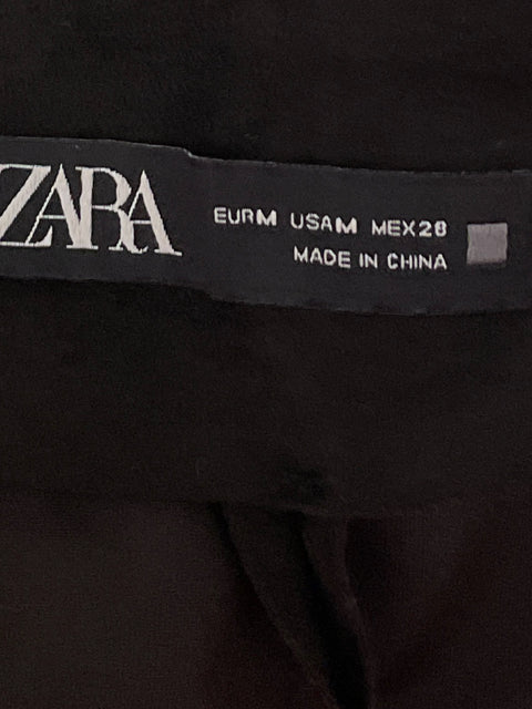 Falda Zara Asimétrica Flecos Negro-Talla M