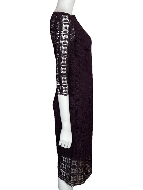 Vestido Massimo Dutti Midi Encaje Morado-Talla 8