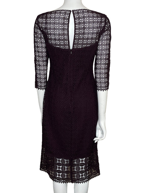 Vestido Massimo Dutti Midi Encaje Morado-Talla 8