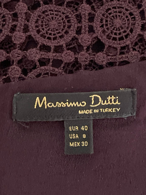 Vestido Massimo Dutti Midi Encaje Morado-Talla 8