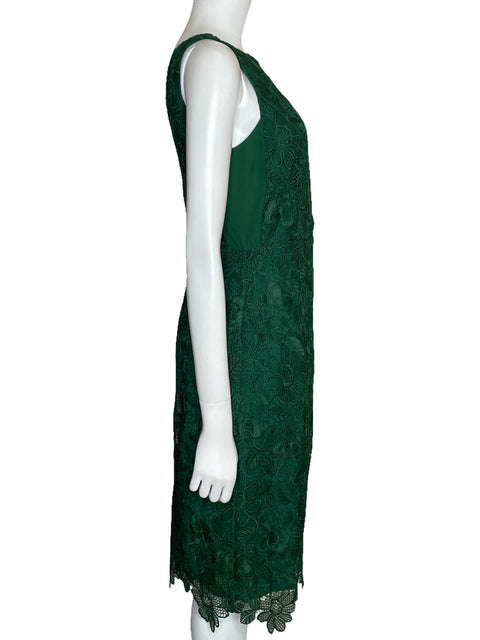 Vestido Massimo Dutti Encaje Sin Mangas Verde-Talla 8