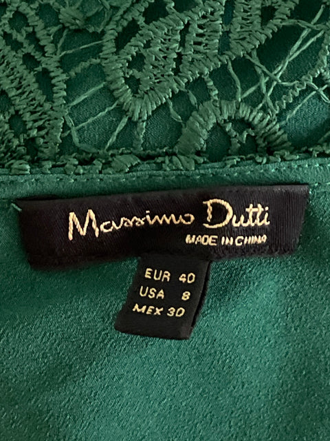 Vestido Massimo Dutti Encaje Sin Mangas Verde-Talla 8