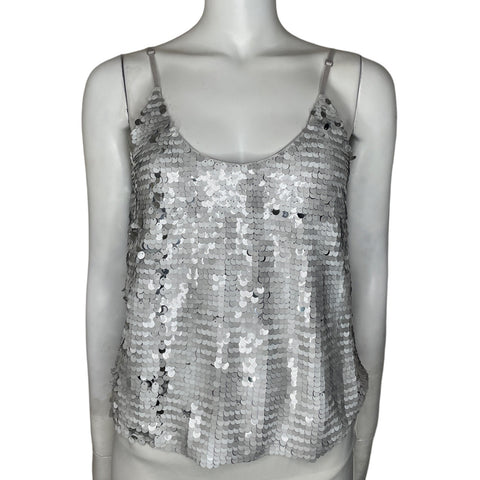 Top Sugar + Lips Lentejuelas Tiras Plateado-Talla 
XS
