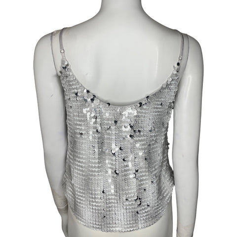 Top Sugar + Lips Lentejuelas Tiras Plateado-Talla 
XS