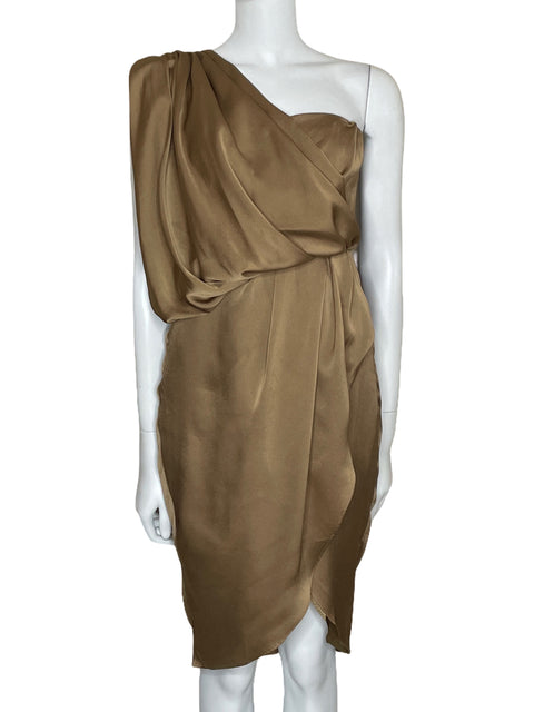 Vestido Do+Be Mini One Shoulder Marrón-Talla S