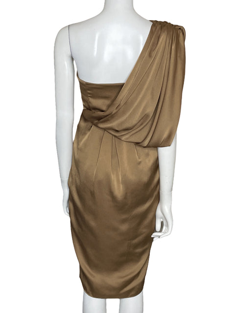 Vestido Do+Be Mini One Shoulder Marrón-Talla S