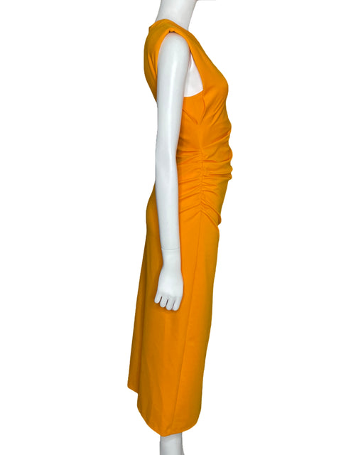 Vestido Zara Midi Drapeado Naranja-Talla S