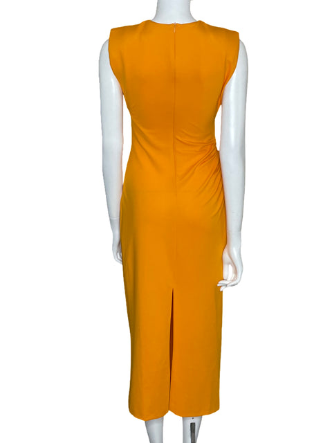 Vestido Zara Midi Drapeado Naranja-Talla S