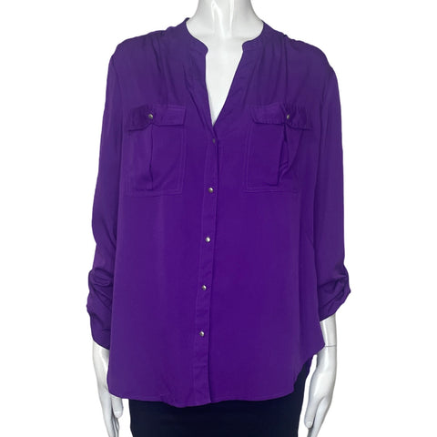 Blusa Nine West Botones Plateados Morado-Talla M