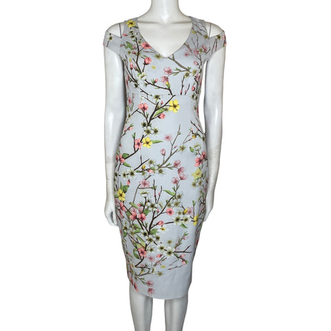Vestido Karen Millen Midi Floral Azul-Talla 6