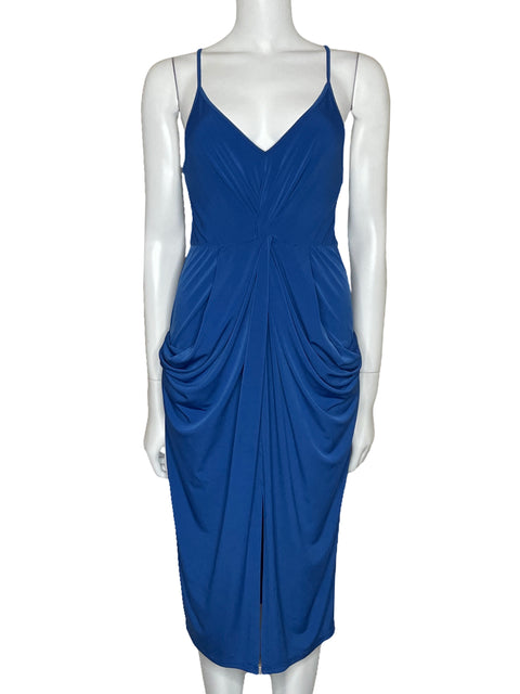 Vestido BCBG Drapeado Sin Mangas Azul-Talla XS