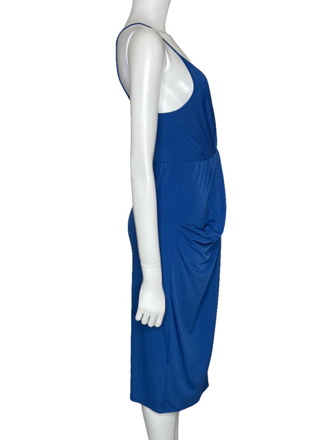Vestido BCBG Drapeado Sin Mangas Azul-Talla XS