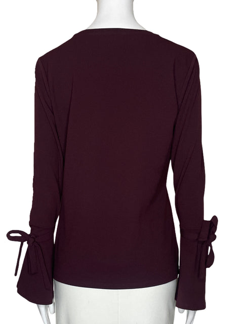 Blusa Ann Taylor Cuello Redondo Rojo Vino - Talla S