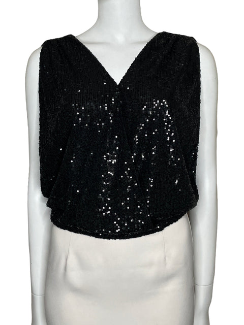 Top She+Sky Back Out Lentejuelas Negro-Talla S