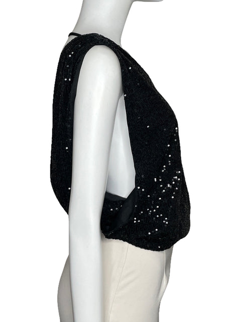 Top She+Sky Back Out Lentejuelas Negro-Talla S