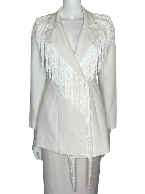 Blazer Nasty Gal Flecos Blanco-Talla 2