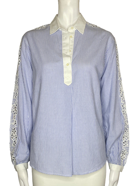 Camisa Tommy Hilfiger Líneas Bordados Azul - Talla 2