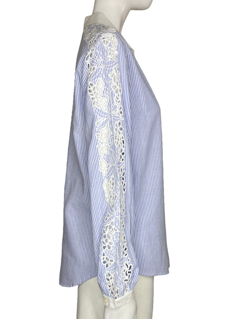 Camisa Tommy Hilfiger Líneas Bordados Azul - Talla 2