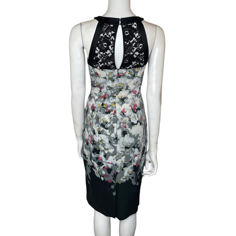 Vestido Karen Millen Floral Halter Negro-Talla 6