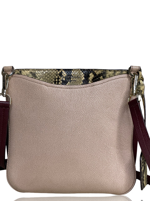 Bolso Kate Spade Margaux Snake-Embossed Leather Crossbody Rosado-Talla U