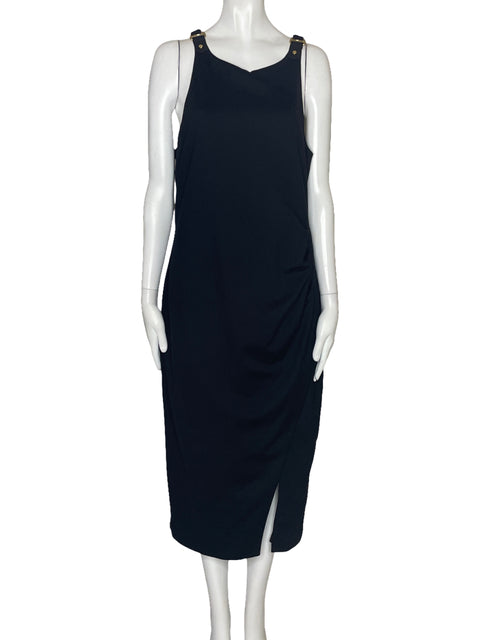 Vestido Ralph Lauren Drapeado Dos Ebillas Negro-Talla 12