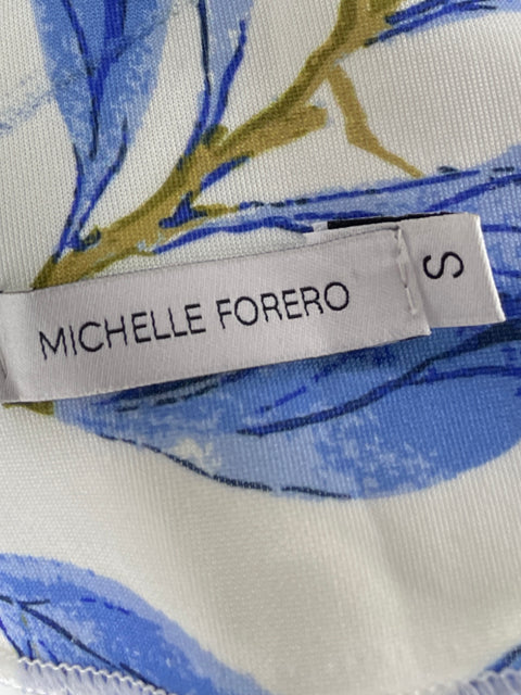 Set Michelle Forero Short Blusa Hojas Azul-Talla S
