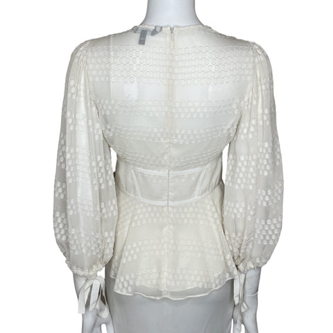 Blusa Karen Millen Flores Pedrería Blanco-Talla 6