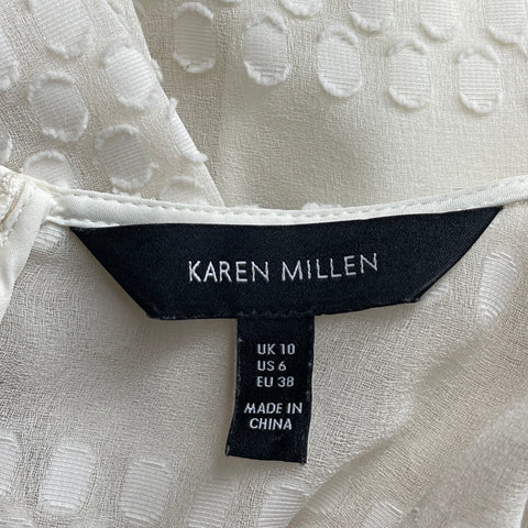 Blusa Karen Millen Flores Pedrería Blanco-Talla 6