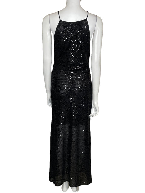 Vestido Zara Lentejuelas Abertura Negro-Talla S